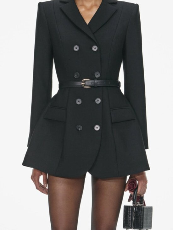 Self-Portrait Black Wool Crepe Mini Dress - Picture 4 of 11